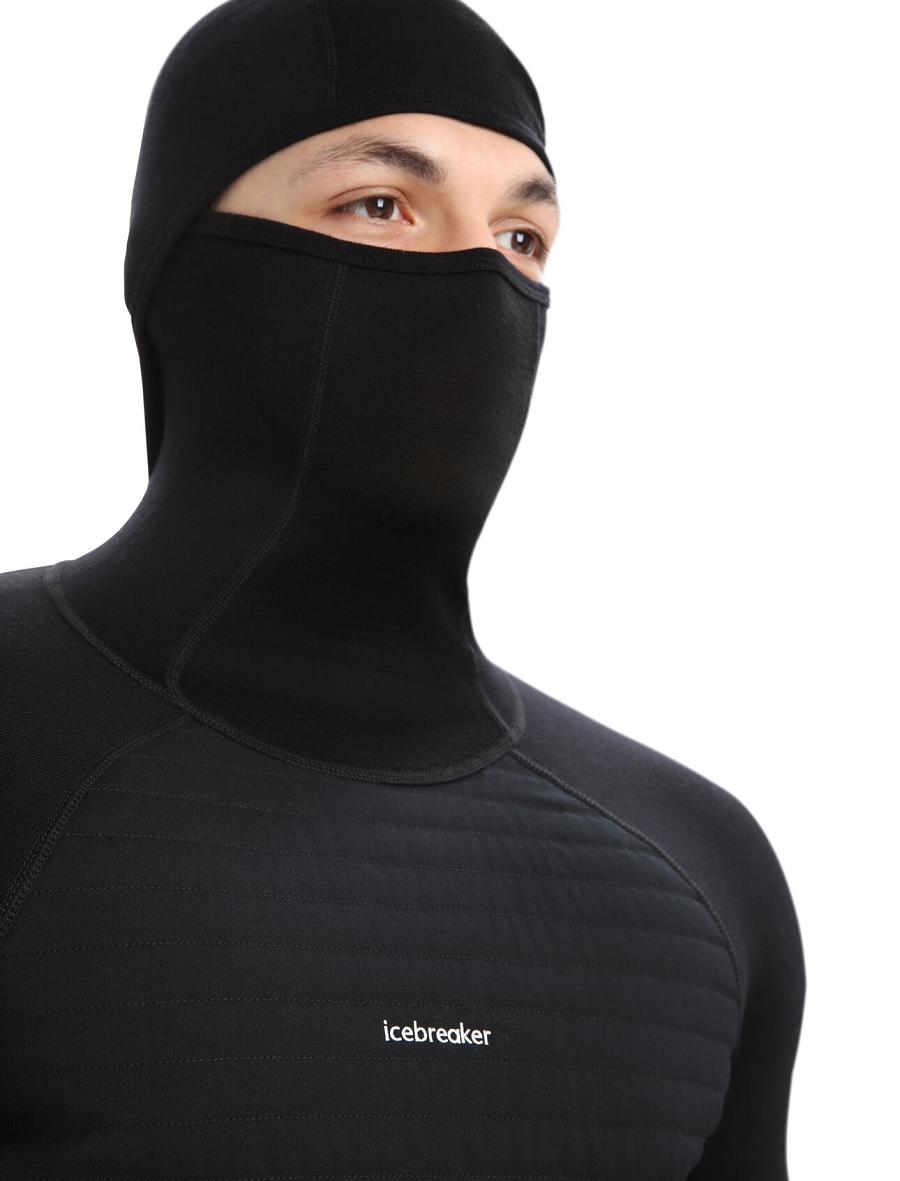 Men's Icebreaker ZoneKnit™ Merino Insulated Long Sleeve Hoodie Base Layers Black | CA 1617AHKP